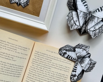 Marcador de origami de polilla búho, arte mural de ejemplares de insectos (PDF)