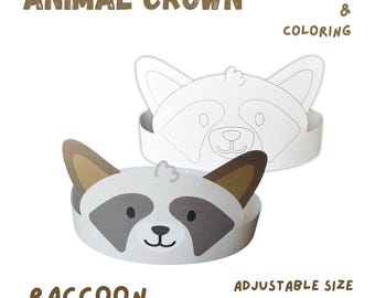 Corona de mapache imprimible: Sombrero de fiesta para colorear de animales para niños (Descarga PDF)