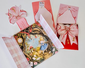 Set de papelería de Alicia en el País de las Maravillas / Efímeras victorianas rosas imprimibles (PDF)