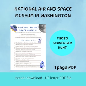 Photo Scavenger Hunt – Smithsonian National Air and Space Museum Washington DC - Printable PDF - Fun activity for kids, families and friends