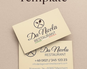 Restaurant Business Card Template | Editable with Illustrator | pdf, ai, eps, svg | Instant Download