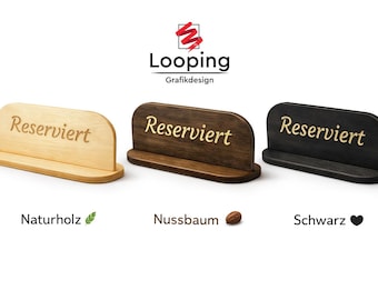 Wooden reservation signs – "Reserved" – Personalized in various languages