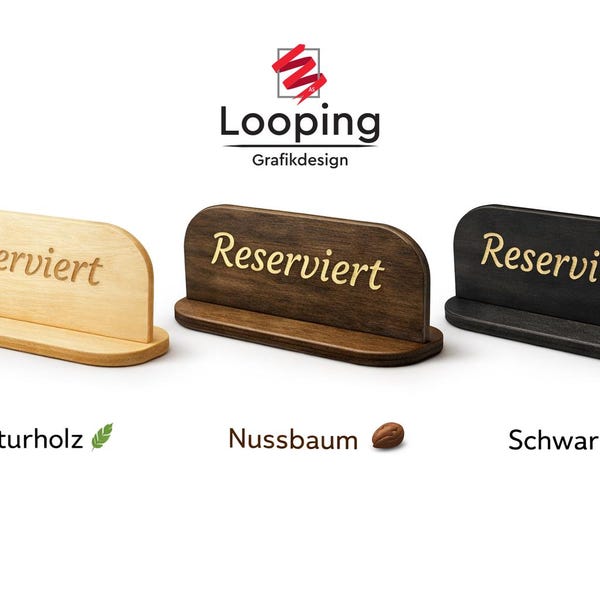 Wooden reservation signs – "Reserved" – Personalized in various languages