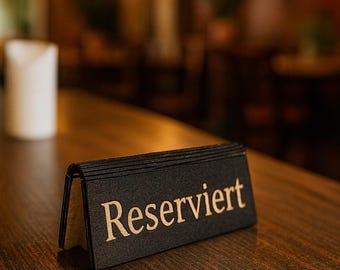 Wooden reservation signs – "Reserved" – Personalized in various languages