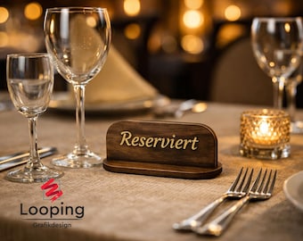 Wooden reservation signs – "Reserved" – Personalized in various languages