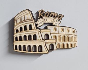 Calamita Colosseo in legno 3D | Souvenir Roma inciso al laser | Magnets artigianale fatto a mano Made in Italy
