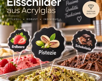 Durable ice cream signs in flower shape | Acrylic glass UV print for ice cream parlors and gelaterias