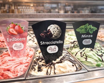 Segnagusto professionale plexiglass gelato | Personalizable with logo | Multilingual | Ideals via gelaterie