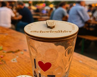 Schorle counter made of wood – Funny glass lid with drink counter | Party gadget for wine festivals, sausage markets, and spritzer lovers