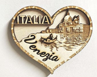 Calamita Venezia in legno 3D | Souvenir artigianale con incisione laser | Idea regalo Venezia – Handmade Italy