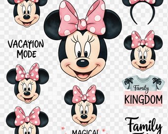 Minnie Mouse PNG Bundle, Family Trip Vacation Clipart, Magical Kingdom, Digital Download