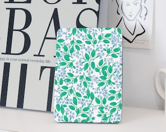 Green Leaves Floral Pattern Case 2024 | Colorsoft Case with Auto Wake/Sleep Function for Kindle 2024 Case, Paperwhite 11/12, Customized Gift