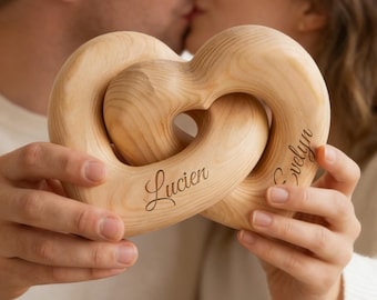 Corazones entrelazados personalizados, regalo de San Valentín con nombres personalizados, escultura de corazón infinito personalizada, regalo de aniversario