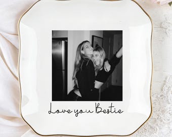 Personalisierte Bestie Foto Trinket Dish, Custom Schmuck Ring Dish, Geburtstag Ring Dish Geschenk, Keramik Trinket Tablett für Best Friends, Hochzeitsgeschenk