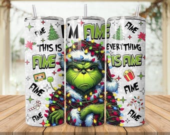 Grinch Christmas Tumbler, 20oz Holiday Accessory