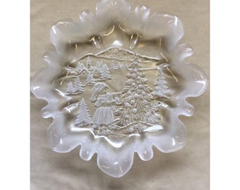 MIKASA Large Oval Crystal a christmas  Holiday platter