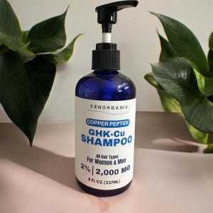 Champú de péptidos GHK-CU con 2 % de cobre. Champú de péptidos de 8 oz o 16 oz. Hecho a mano en EE. UU.