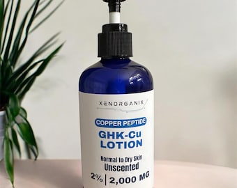 Loción de péptidos GHK-CU 2% Loción corporal con péptidos de cobre 8 oz o 16 oz Hecha a mano en EE. UU.
