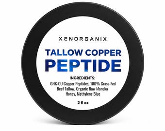 GHK-CU Copper Peptide 4% Organic Grass Fed Beef Tallow Balm with Methylene Blue