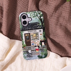 Shin-chan Rainy Coffee Personalised Glossy MagSafe iPhone Case - For Apple 17 Pro Max,iPhone 16 15 14 13 12,iPhone XS XR,Gift For Her or Him