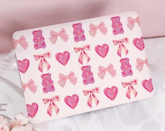Pink Gummy Bears and Hearts New Pro Mac Protective Case Personalized Name For Macbook Air 11/13/15, Pro15/16 Apple Laptop 2025 Macbook Cover