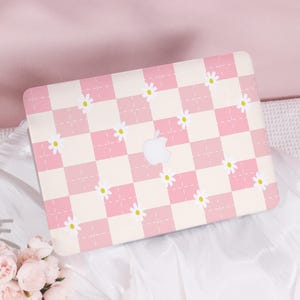 Pink Daisy Gingham New Pro Mac Protective Case Personalized Name For Macbook Air 11/13/15, Pro14/15/16 Apple Laptop 2025 Macbook Cover