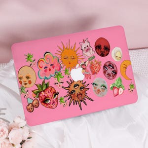 Whimsical Face Art New Pro Mac Protective Case Personalized Name For Macbook Air 11/13/15, Pro14/15/16 Apple Laptop 2025 Macbook Cover