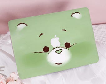Green Bear Face New Pro Mac Protective Case Personalized Name For Macbook Air 13/15 Macbook Pro14/15/16 Apple Laptop 2025 Macbook Cover