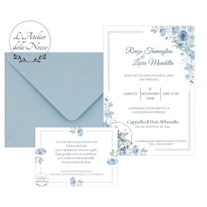Light Blue Watercolor Floral Wedding Template - Design Floreale Azzurro Polvere ad Acquerello