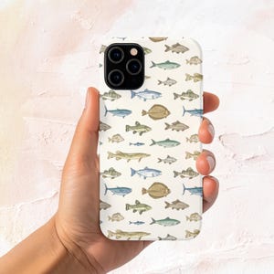 Fishing Phone Case, Illustrated Fish iPhone Cover, Angler Phone Case, Fishing Gift for Outdoorsy Adventurers, Nature Lovers Phone Protection