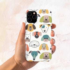 Cute Dog Phone Case, Puppy Lover Gift, Cartoon Dog Pattern, Aesthetic Pet Owner Cover, Tough Phone Cases, iPhone Case, Samsung Case