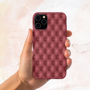 Quilted Velvet Look Phone Case, Burgundy Luxe Pattern Cover, Glam iPhone Samsung Case, Chic Fashion Accessory, Chic Accessories