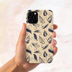 Fly Fishing Phone Case, Beige Outdoor iPhone Cover, Fisherman Gift Case, Vintage Lure Design, Magsafe Compatible