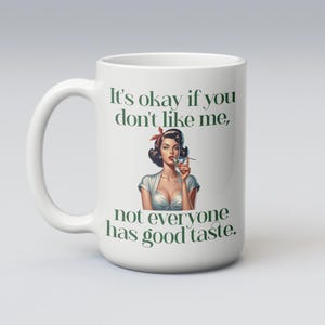 Sassy Pin-Up Girl Coffee Cup, Coffee Lover Gift, Funny Tea Cup, Gift for Her, Funny Retro Mug for Women, Vintage Humor Gift