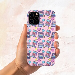Cute Book Lover Phone Case, Pink Aesthetic Bookish Gift, Bibliophile iPhone Cover, Colorful Books Hearts Design, Iphone Case, Samsung Case