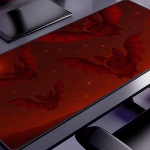 Spooky Bat Mouse Pad Gothic Desk Accessory Halloween Office Decor Gift for Gamers Teens Horror Fans Creepy Aesthetic Gaming Setup