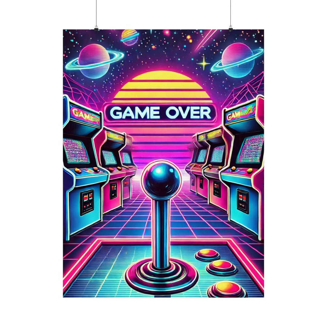 Retro Gaming Wall Art - 'game Over' Matte Vertical Poster - Etsy
