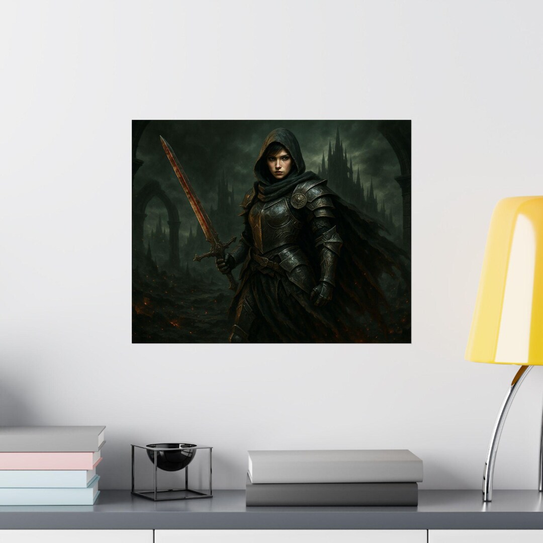 Epic Fantasy Knight Poster Medieval Wall Art Print for Gamers Matte ...