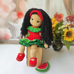 Crochet big doll,Amigurumi Dark Skin Doll, Crochet Black Doll, Crochet Doll for Sale, Amigurumi doll , Amigurumi black doll,afrikan doll