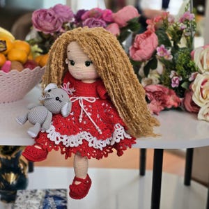 Crochet big doll, crochet doll for sale, Amigurumi doll, handmade doll, Crochet curly doll, knitted doll