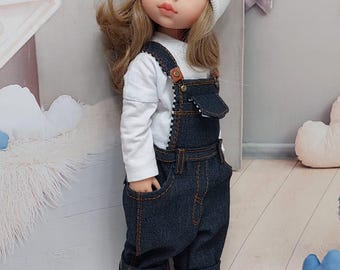 Clothes for Paola Reina Doll 32 cm | Handmade Outfit Set | Dress, Pinafore, Denim Overalls, Hat & Socks