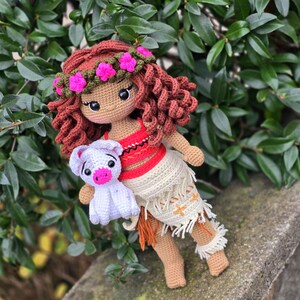 Crochet Moana doll, amigurumi Moana,Crochet doll for sale, handmade doll,gustom doll,moana doll, pua the pig image 6