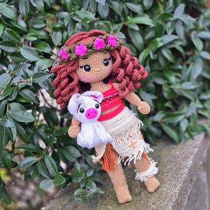 Crochet Moana doll, amigurumi Moana,Crochet doll for sale, handmade doll,gustom doll,moana doll, pua the pig image 2