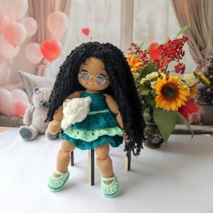 Crochet big doll,crochet doll for sale,crochet black doll,Amigurumi black doll,afrikan doll,Amigurumi Dark Skin Doll,