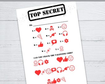 Bruh Coded Valentine's Day Cards – Top Secret Message, Printable V-Day (PDF)