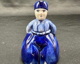 Handbemalte Delft Blue Porzellan Glocke Dutch Boy Holland Mini Sammlerstück 6,5 cm
