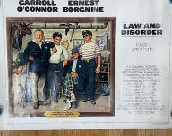 Vintage 1974 Law and Disorder Original Half Sheet Movie Poster, Carroll O'Connor Ernest Borgnine Columbia Pictures Film Memorabilia Art