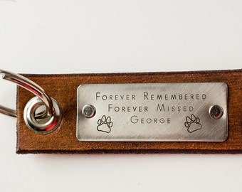 Pet Dog Memorial Custom Leather Keychain- Rest in Peace