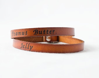 Peanut Butter and Jelly - Best Friends Skinny Adjustable Leather Bracelet - Set of Two