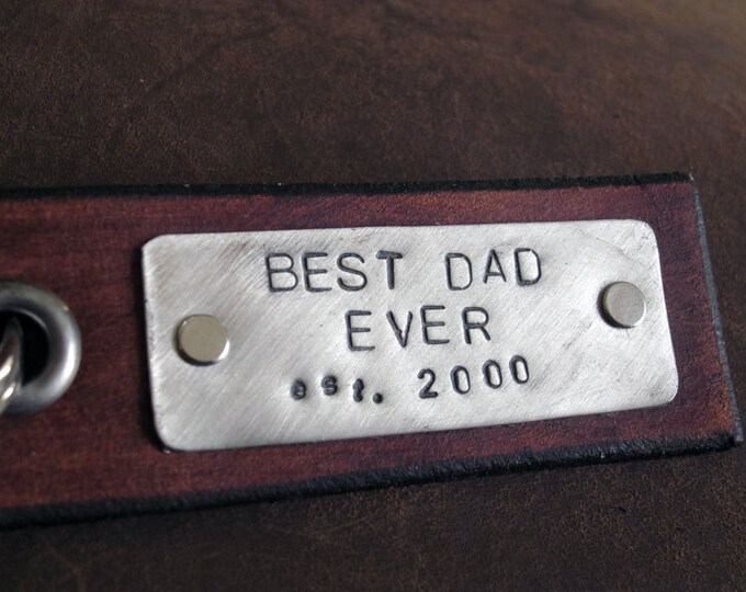 Best Dad Ever -  Flat Back Leather Keychain Personalized Leather Key Chain Accessory, Anniversary Gift, Custom Keychain, Wedding Gift,